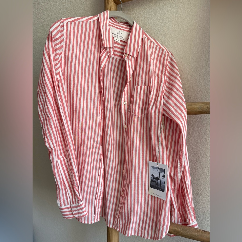 Trovata Pink and White Striped Button Down Shirt NWT